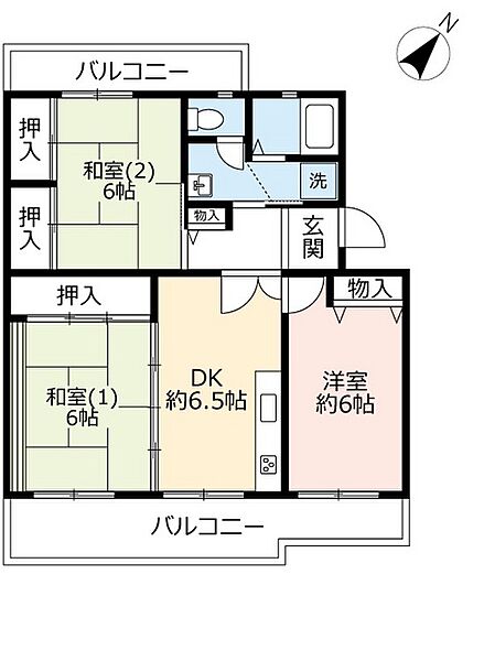 UR高槻・阿武山六番街 ｜大阪府高槻市奈佐原2丁目(賃貸マンション3DK・4階・65.49㎡)の写真 その2