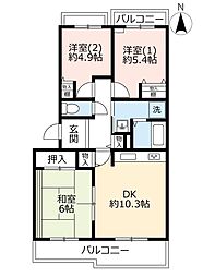 UR都市機構高槻・阿武山団地十番街3号棟 3DKの間取図画像