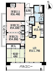 UR都市機構プロムナーデ関目12号棟 4LDKの間取図画像