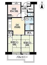 UR都市機構プロムナーデ関目2号棟 3DKの間取図画像