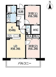 UR都市機構シティコート服部15棟 2LDKの間取図画像