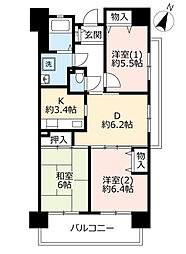 UR都市機構都島リバーシティ11号棟 3DKの間取図画像