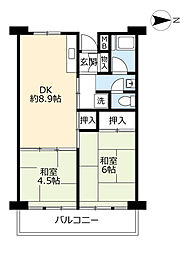 UR都市機構リバーサイドながら4号棟 1LDKの間取図画像