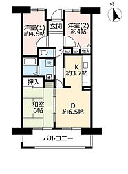 UR都市機構都島リバーシティ6号棟 3DKの間取図画像