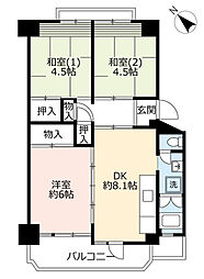 UR都市機構リバーサイドしろきた団地35号棟 2LDKの間取図画像