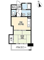 UR都市機構都島リバーシティ2号棟 1DKの間取図画像