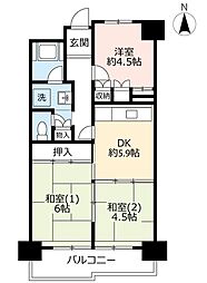 UR玉串西 9階2LDKの間取り