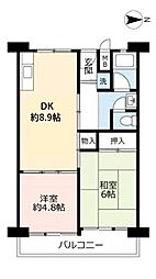 UR南港前 6階2DKの間取り