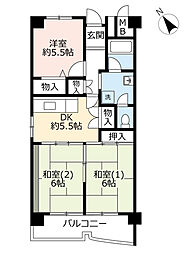 UR都市機構南港しらなみ団地34号棟 3DKの間取図画像