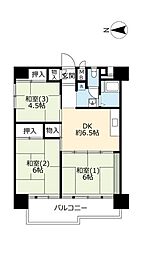 UR都市機構南港ひかりの団地14棟 3DKの間取図画像