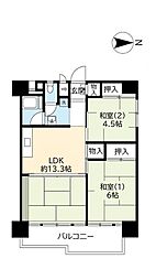 UR都市機構南港ひかりの団地15棟 2LDKの間取図画像