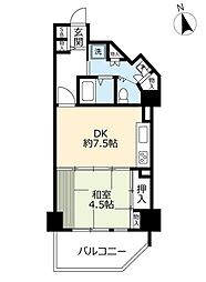 UR都市機構アーベイン天王寺21号棟 1DKの間取図画像