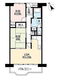 UR都市機構サンラフレ朝潮橋 2LDKの間取図画像