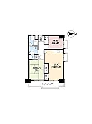 UR都市機構南港わかぎの団地44棟 2LDKの間取図画像