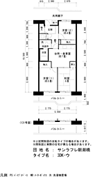 UR都市機構サンラフレ朝潮橋 3DKの間取図画像