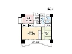 UR都市機構南港しらなみ団地32号棟 2LDKの間取図画像