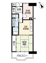 UR都市機構サンラフレ朝潮橋 2DKの間取図画像