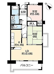 UR都市機構サンヴァリエ針中野9号棟 2LDKの間取図画像