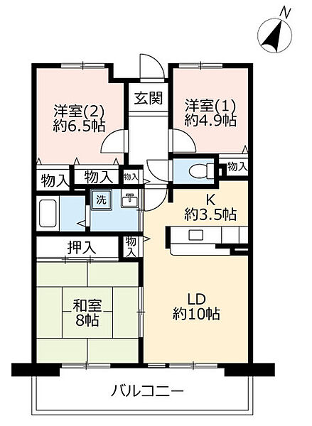 UR香里ヶ丘けやき東街 ｜大阪府枚方市香里ケ丘3丁目(賃貸マンション3LDK・1階・76.61㎡)の写真 その2