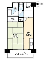 UR都市機構中百舌鳥公園団地4号館 1Kの間取図画像