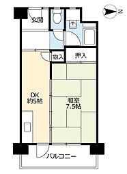 UR都市機構中百舌鳥公園団地4号館 1Kの間取図画像