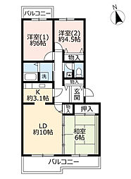 UR都市機構いぶき野三丁目団地5号棟 3LDKの間取図画像