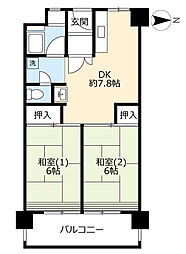 UR都市機構中百舌鳥公園団地3号館 2DKの間取図画像