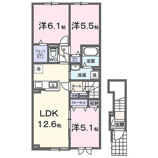 フランアンジュ 201｜北海道滝川市大町6丁目(賃貸アパート3LDK・2階・67.38㎡)の写真 その2