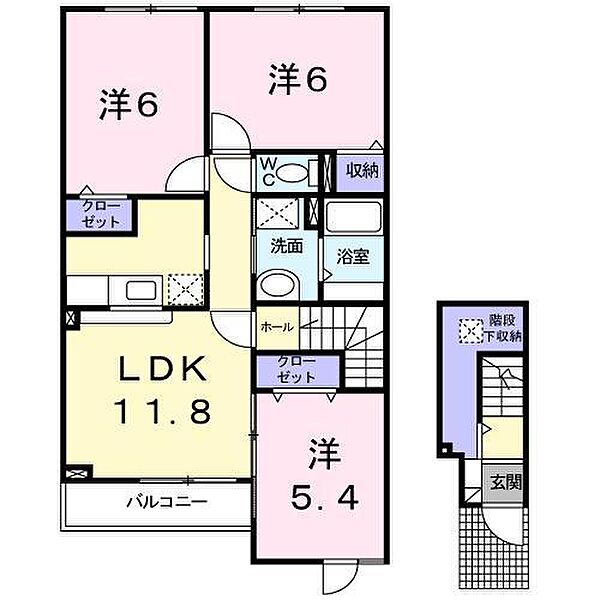 グレイスヴィラサンヨー K201｜北海道滝川市泉町(賃貸アパート3LDK・2階・69.15㎡)の写真 その2