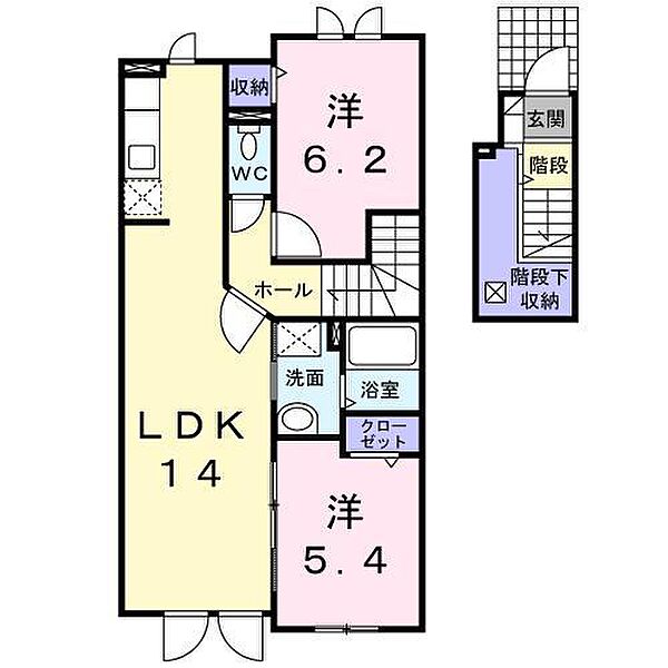 ベルオーブW 202｜北海道滝川市新町4丁目(賃貸アパート2LDK・2階・63.34㎡)の写真 その2