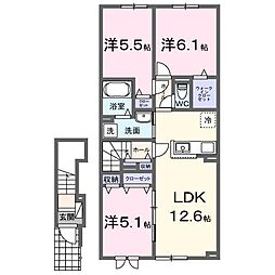 ラピス・ラズリVI 2階3LDKの間取り