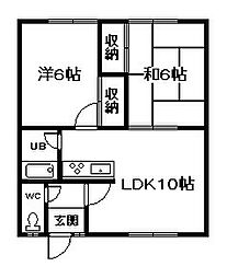 カトレアコーポ 2LDKの間取図画像