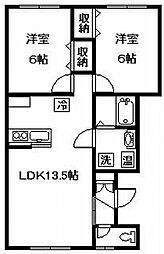 エリーズ 2LDKの間取図画像