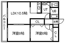 エーコーパティオス 2LDKの間取図画像