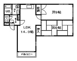 タケオハイツ 2LDKの間取図画像