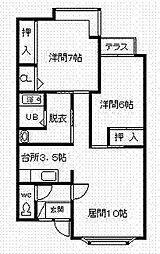 サンリーブルカムイ 2LDKの間取図画像