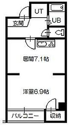 ESY旭川 1DKの間取図画像