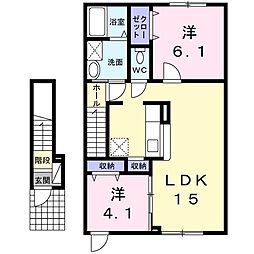 フリシュA 2LDKの間取図画像