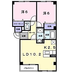 プロムナード1 2LDKの間取図画像