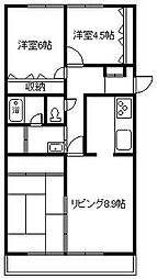 チュリス曙 3LDKの間取図画像