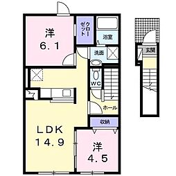 ビクトリー深川B 2LDKの間取図画像