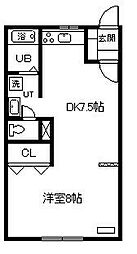 エーコーラフォーレB 1DKの間取図画像