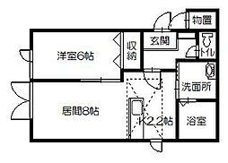 オーベル11条A 1LDKの間取図画像