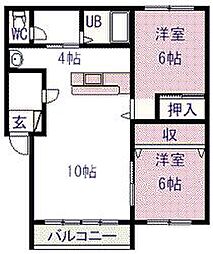 ワックスウイング宮下24A 2LDKの間取図画像