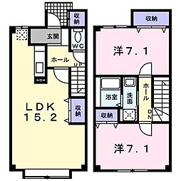 プラシード 2LDKの間取図画像