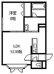 シャルマン神楽B 1LDKの間取図画像