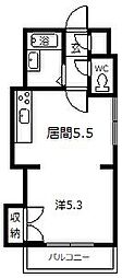 エンドレス519 1DKの間取図画像