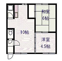 6・24スカイハイツ 2LDKの間取図画像