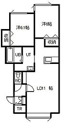 オデッセイ 2LDKの間取図画像