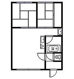 富ハイツ 2LDKの間取図画像